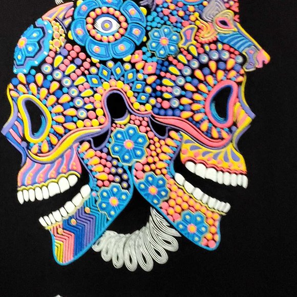 Women's Mexican Folk Art Graphic T-Shirt Small Dia de Los Muertos - Picture 4 of 5